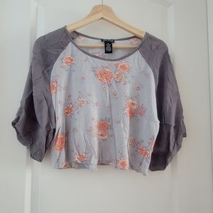 Grey floral crop top